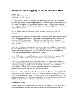 Rwandans Are Struggling To Love Children of Hate