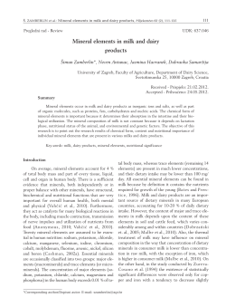Mineral elements in milk and dairy products