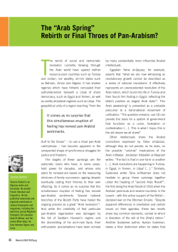The &ldquo;Arab Spring&rdquo; Rebirth or Final Throes of Pan