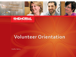 New Volunteer Orientation - Yakima Valley Memorial Hospital