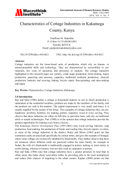 Characteristics of Cottage Industries in Kakamega County, Kenya