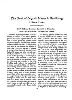 The Need of Organic Matter in Fertilizing Citni9 Trees, E. F. DeBusk