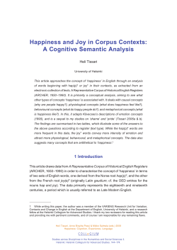 Happiness and Joy in Corpus Contexts: A Cognitive