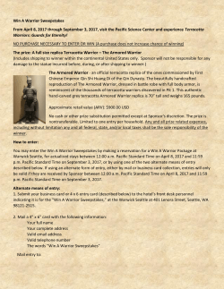 For important information and Win A Warrior Sweepstakes