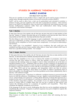 STUDIES IN ALGEBRAIC THINKING NO 3 MARBLE SHARING