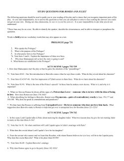 STUDY QUESTIONS FOR ROMEO AND JULIET