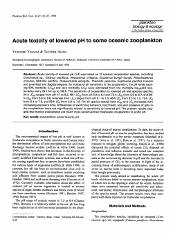 Acute toxicity of lowered pH to some oceanic zooplankton