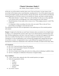 Classic Literature Study I