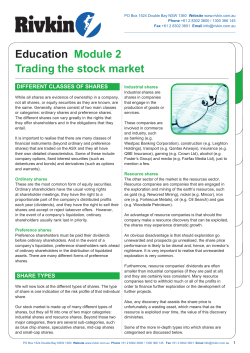 Education Module 2 Trading the stock market