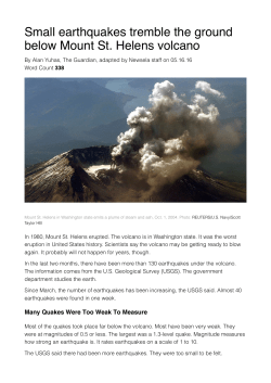 Small earthquakes tremble the ground below Mount St. Helens