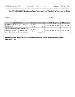 READING SKILLS QUIZ: Literary Text Features, Base Words