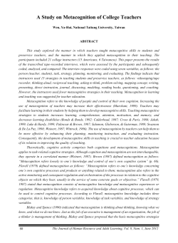 A Study on Metacognition of College Teachers