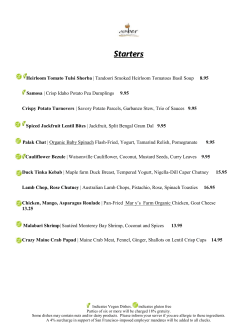dinner menu - Amber India
