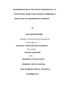 a search for the contemporary - Unisa Institutional Repository