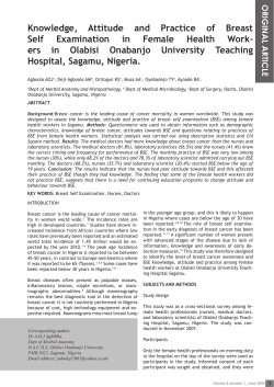 Knowledge, Attitude and Practice of Breast Self Examination in