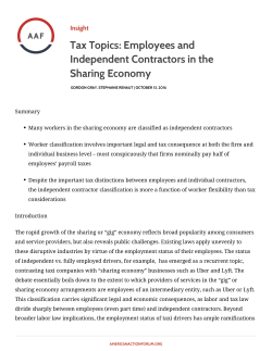Tax Topics: Employees and Independent Contractors in the Sharing