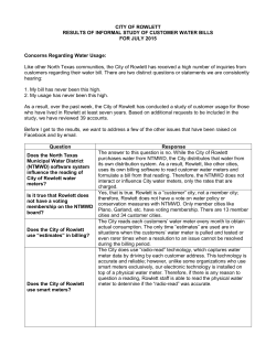 CITY OF ROWLETT RESULTS OF INFORMAL STUDY OF