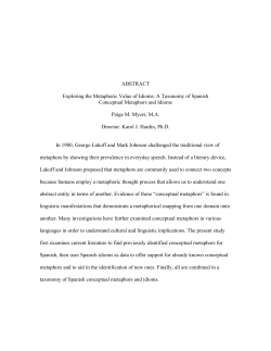 ABSTRACT Exploring the Metaphoric Value of Idioms: A Taxonomy