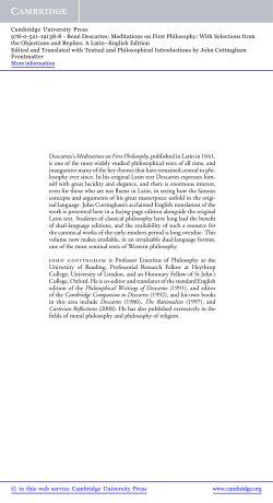 Descartes`sMeditations on First Philosophy, published in Latin in