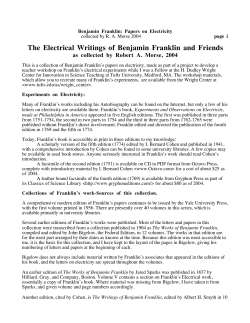 The Electrical Writings of Benjamin Franklin
