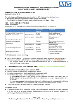 Ear, Nose and Oropharynx - Derbyshire Medicines Management
