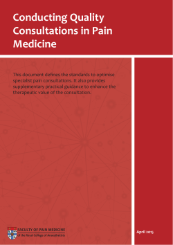 Conducting quality consultations in pain medicine