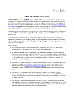 GAP INC. REPORTS THIRD QUARTER RESULTS SAN