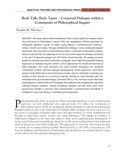 Body Talk, Body Taunt &ndash; Corporeal Dialogue within a Community of