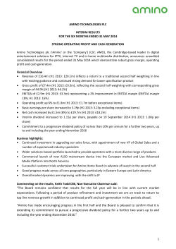 Interim Results 2014 - Amino Technologies PLC