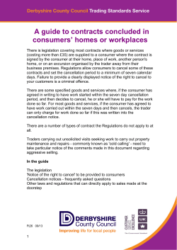A guide to contracts concluded in consumers` homes or workplaces