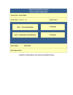US History Grade 7 - Toms River Regional Schools