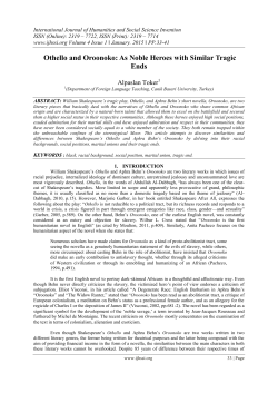 Othello and Oroonoko: As Noble Heroes with Similar Tragic Ends