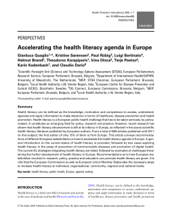 Accelerating the health literacy agenda in Europe