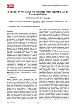 Biodiesel: an Alternative fuel Produced From Vegetable Oils by