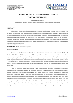 A Review: Role of Plant Growth Regulators in Vegetable