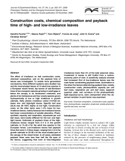 Construction costs, chemical composition and payback time of high
