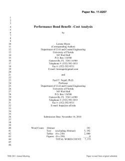 Performance Bond Benefit-Cost Analysis