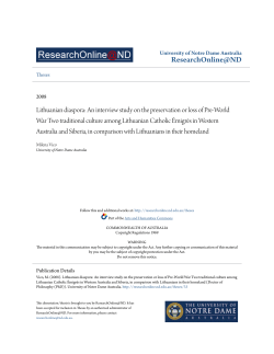 Lithuanian Diaspora: An Interview Study on the Preservation or Loss