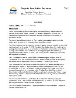 Dispute Resolution Services - Office of Housing and Construction