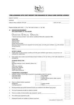 pre-licensing site visit report for issuance