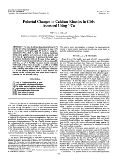 Pubertal Changes in Calcium Kinetics in Girls Assessed Using 42Ca