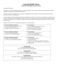 Colonial Middle School Summer Reading List 2016-2017