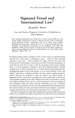 Sigmund Freud and International Law
