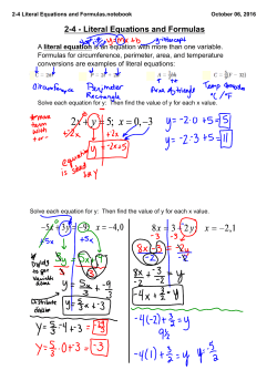 2-4 Literal Equations and Formulas.notebook