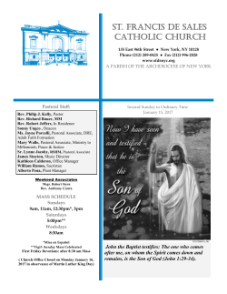 January 15, 2017 - St. Francis de Sales