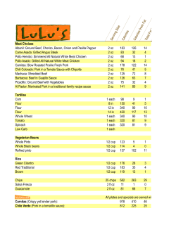 Nutritional Data - LuLu`s Mexican Food