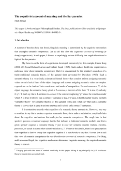 The cognitivist account of meaning and the liar paradox