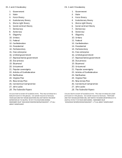 Ch. 1 and 2 Vocabulary 1. Government 2. State 3. Force theory 4