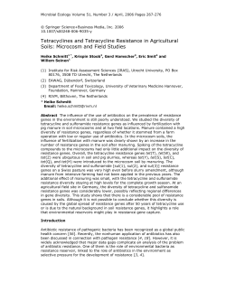 Tetracyclines and Tetracycline Resistance in Agricultural Soils