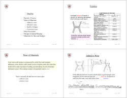 Outline Friction Wear of Materials Adhesive Wear